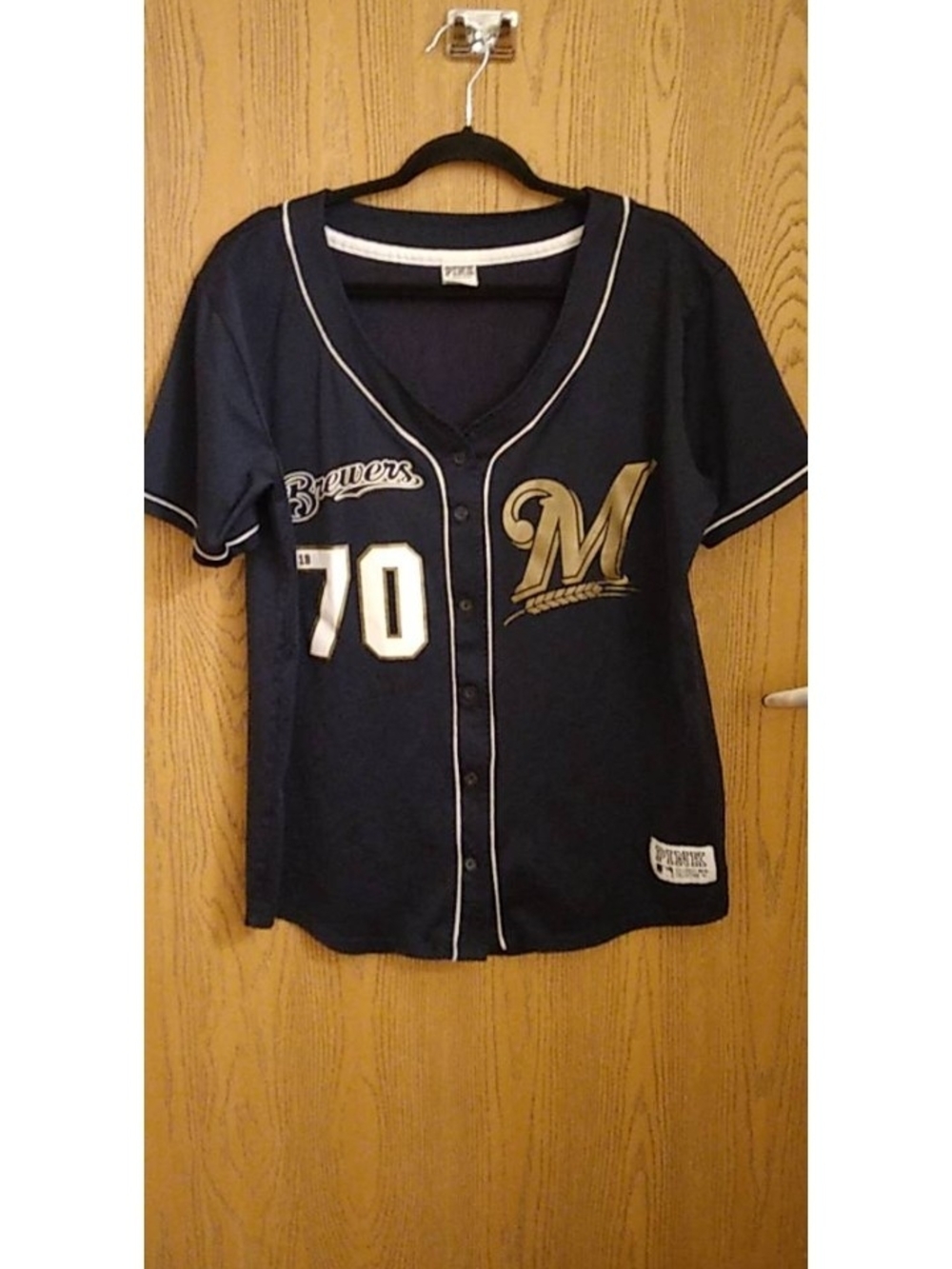 PINK Victoria's Secret Milwaukee Brewers Jersey 1970 Navy Blue and Gold